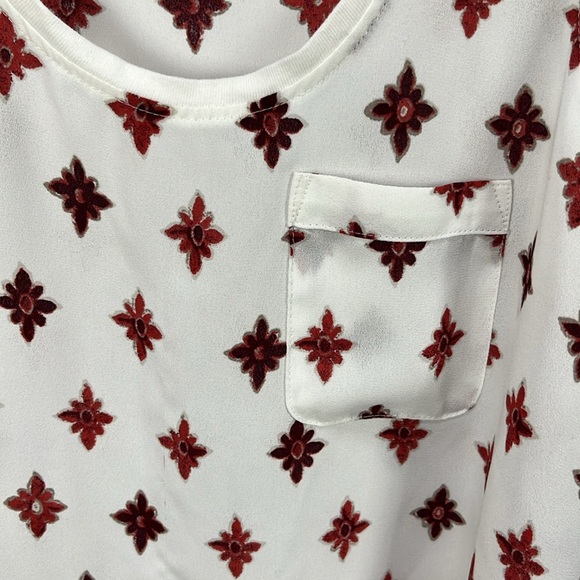 LOFT Women’s Cream Tank Top with Re Geometric Pattern Sleeveless Petite Sz XSP - Picture 4 of 8